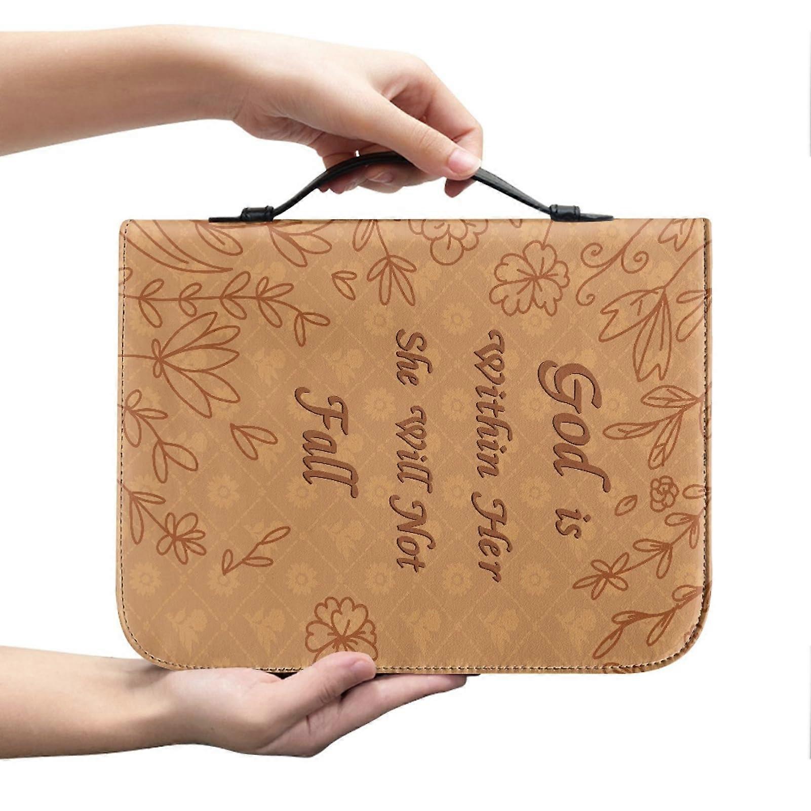 Bible book cover for men, portable book bag with handle and zipper, manual protective cover for most books