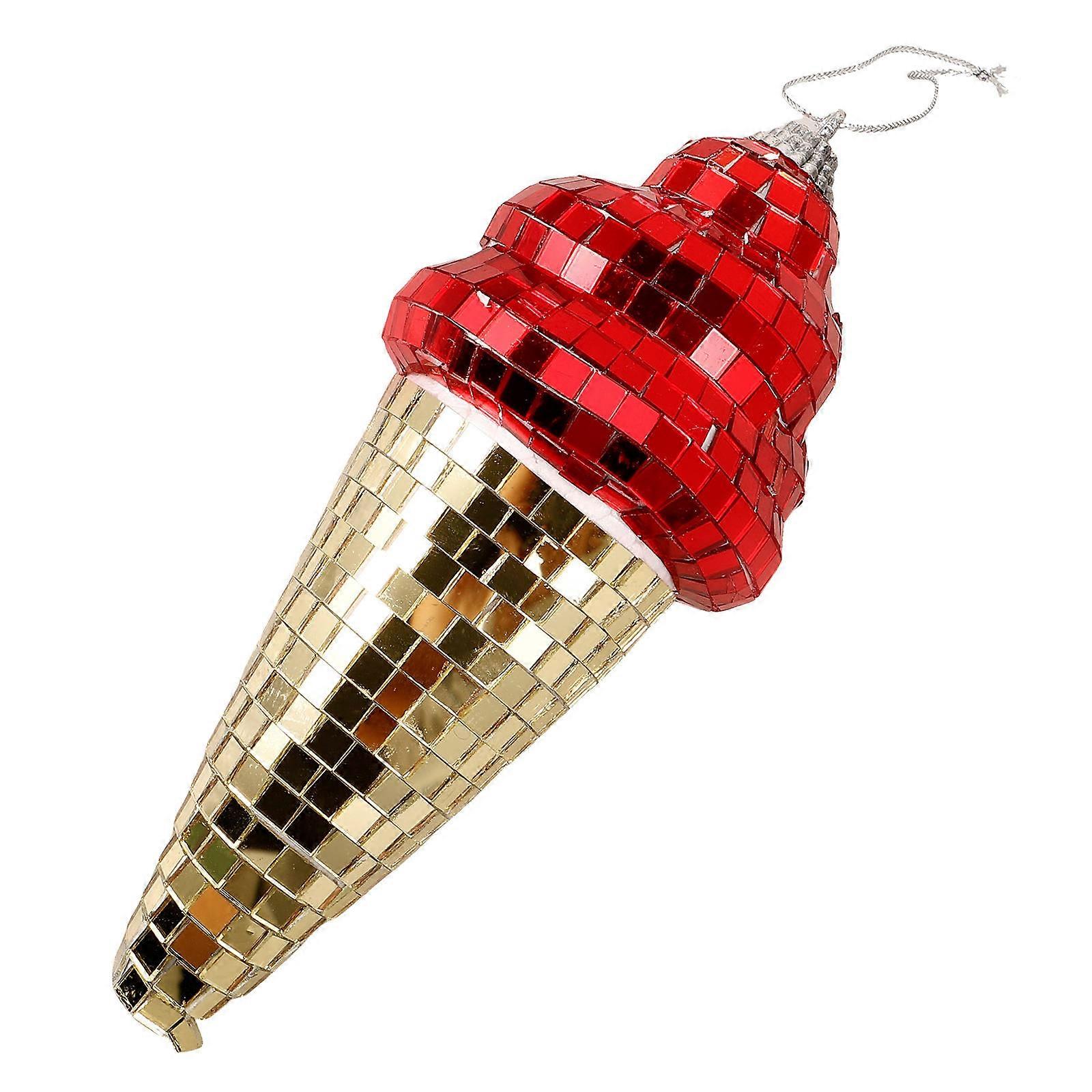 Disco Ball Ice Cream Shaped Hanging Decor for Children’s Parties in Red Safe Organic Glass