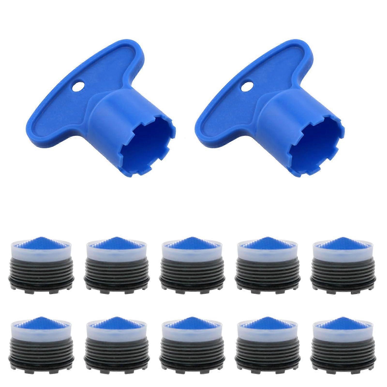 10-Piece Tap Strainer Set with 18.5 mm Aerator, Plastic Strainer Insert and 2 Mixing Nozzle Keys for Taps