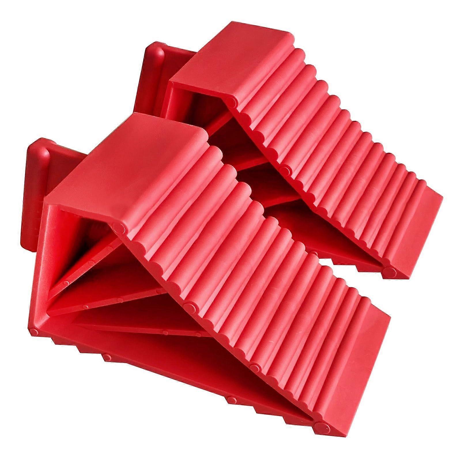 Wheel Chocks With Handle - Portable Anti-Slip Brake Wedges For Most Vans And Trucks, 21x8.65x10 cm, 2-Pack