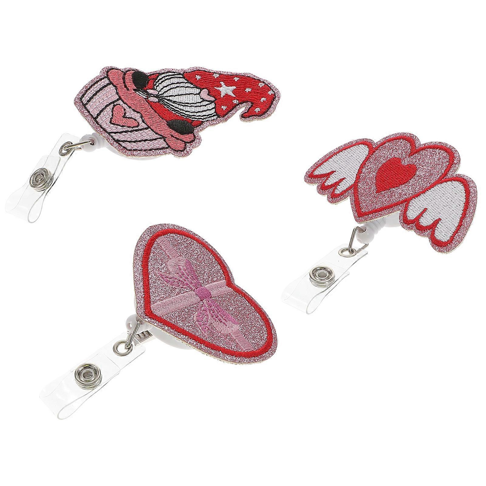 Valentine's Day Badge Holder Set for Security Personnel and Medical Staff Featuring Assorted Color and 360-Degree Rotation 3Pcs