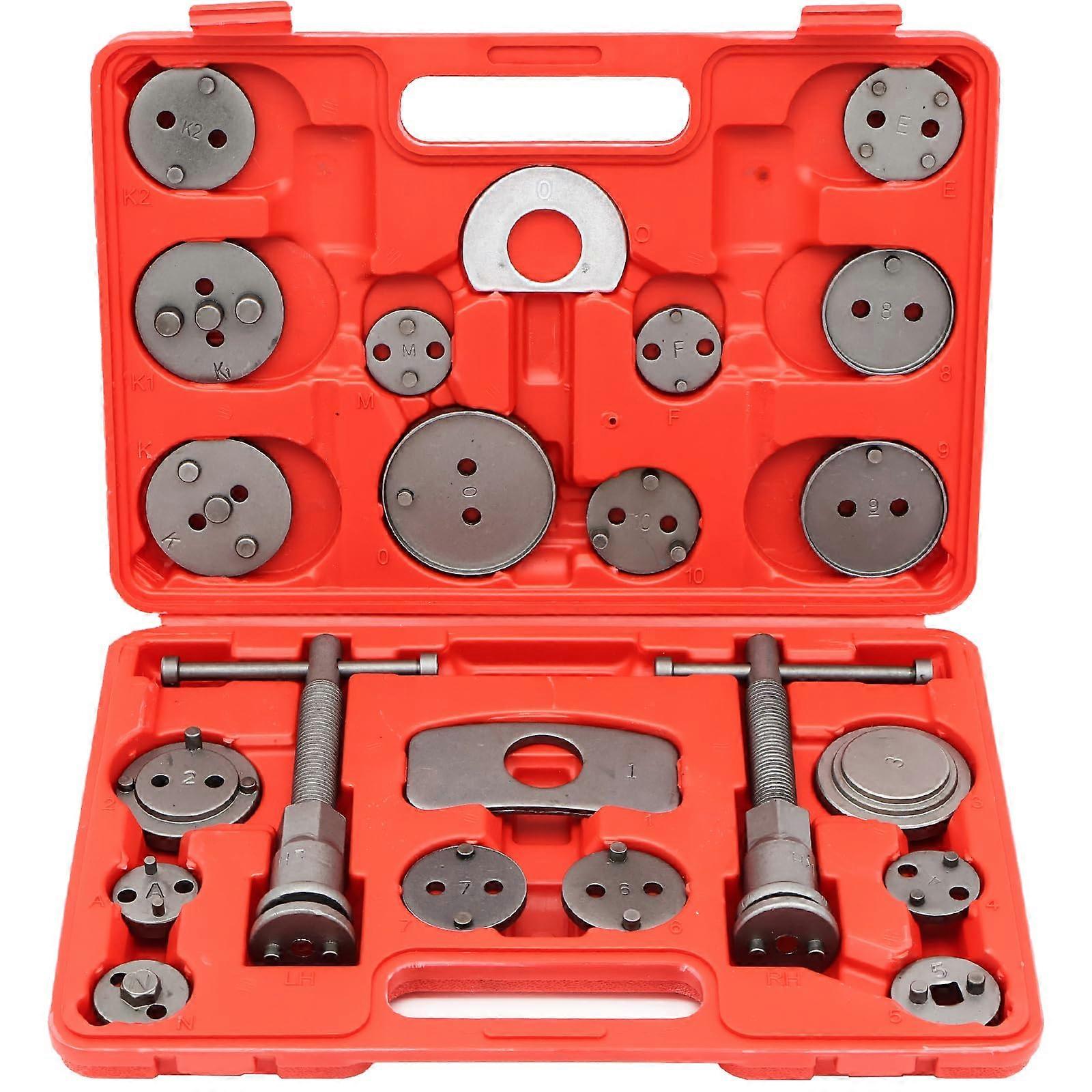 23-Piece Universal Brake Piston Reset Set Piston Reset Tool For Brake Caliper And Cylinder Left Right Thread Red