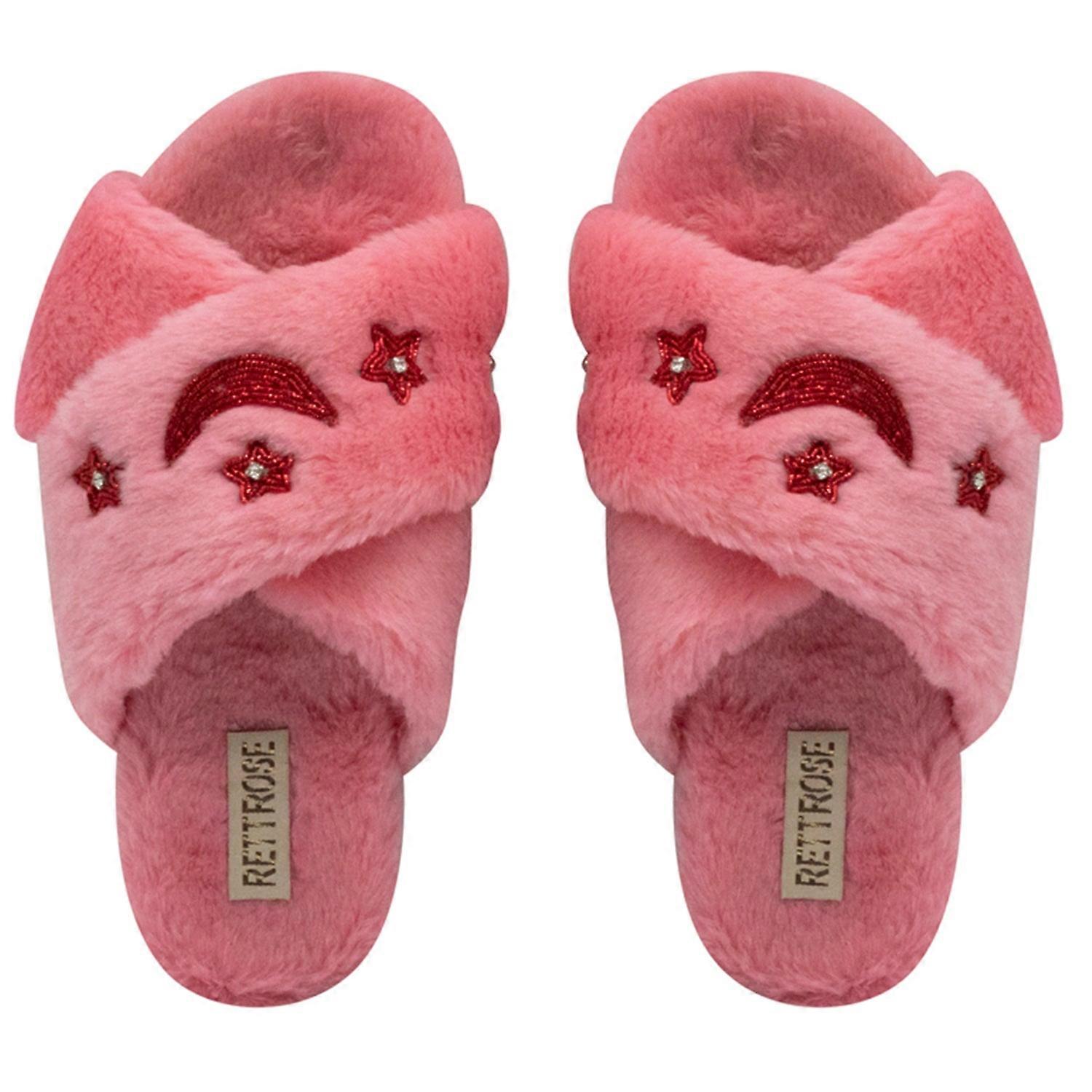 Isabel pink luxury plush diamanté embellished handmade slipper