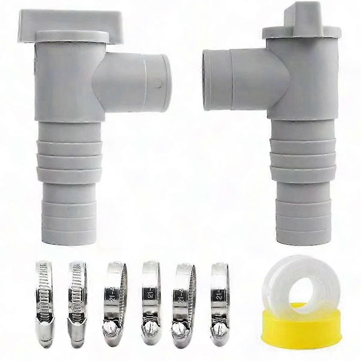 Pvc Pool Filter Pump Adapter Sets Durable On/off Plunger Valve 32mm Adapter Leak Proof Sealed Repla
