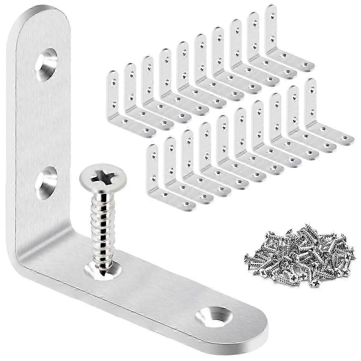 Angle Bracket, Thick L-Shape Bracket with Screw Connection Angle Bracket for Wooden Table, Dressing Table, 20PCS
