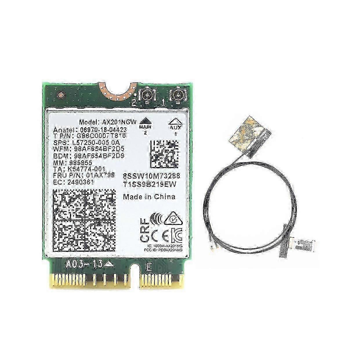 Ax201 Ax201ngw Card Wifi cu 2xantena - M.2 CNVio2 2.4/5GHz Wifi 6 3000Mbps Bluetooth 5.1