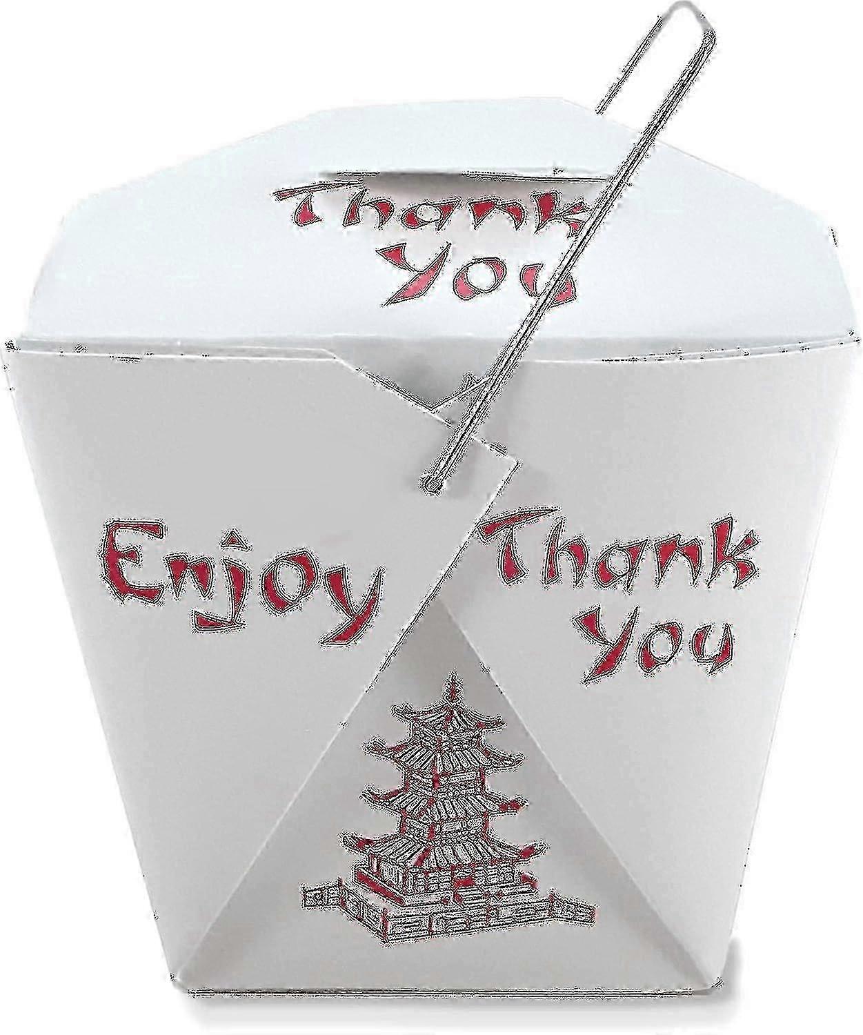 50 Pack Paper Chinese Take Out Box with Wire Handle