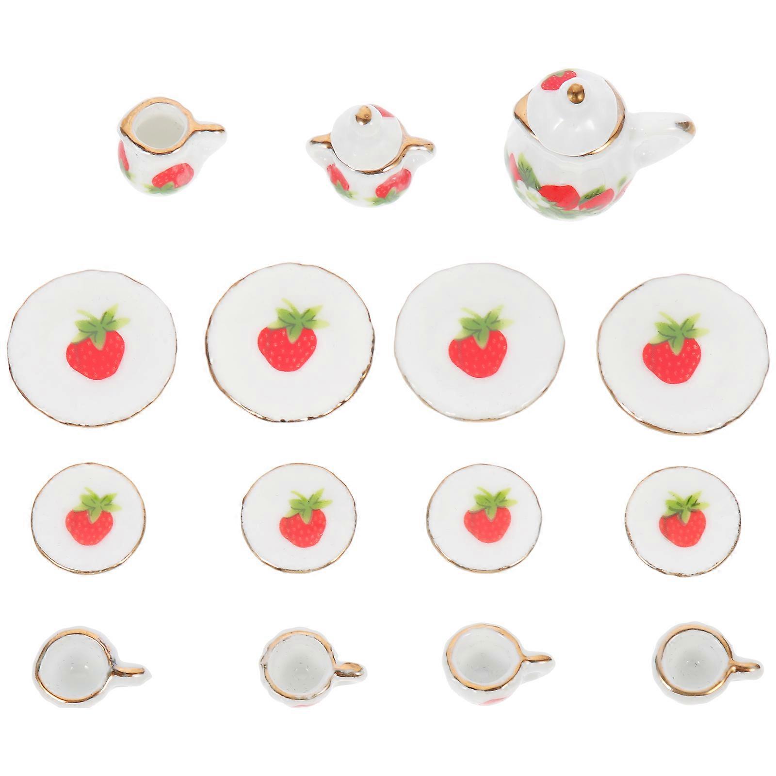 White Ceramic Mini House Tea Set Accessories for Wedding Decor 1 Set Doll House Supplies