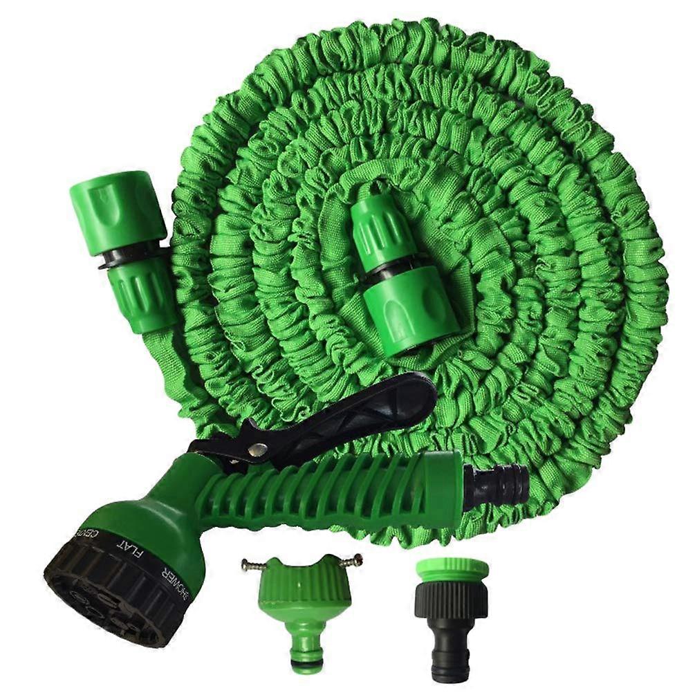 Expandable Flexible Magic Lightweight Hosepipe 7 Function Spray Gun 50ft Green