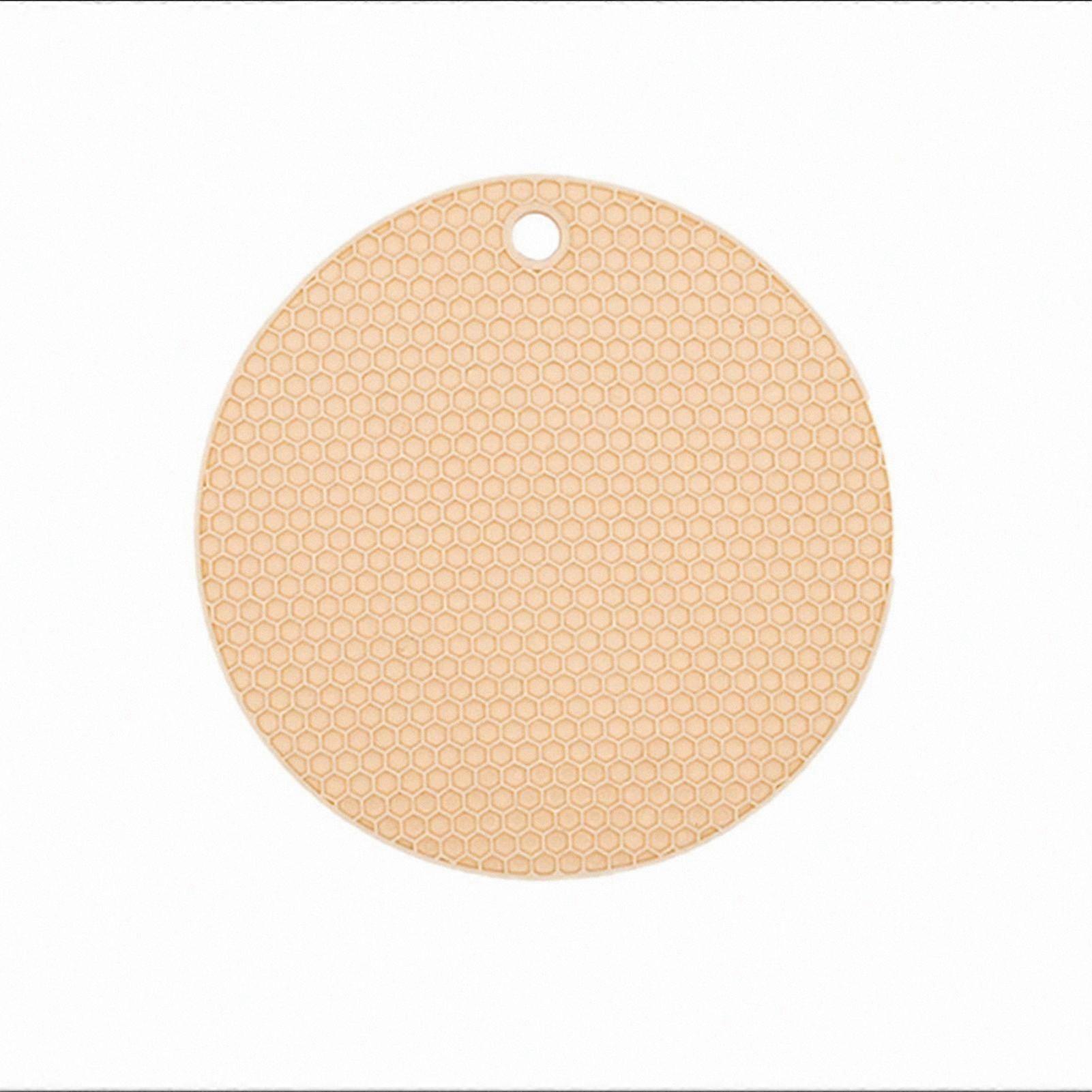Heat-Resistant Non-Slip Round Table Mat, Washable Insulated Placemat for Cups and Bowls, Beige 15.5cm/6.1in
