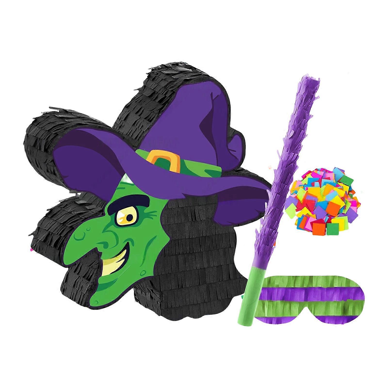 Handmade Halloween Witch Shape Piñatas Candy Hitting Activity Durable Paper Party Decoration For Children Event Multicolor