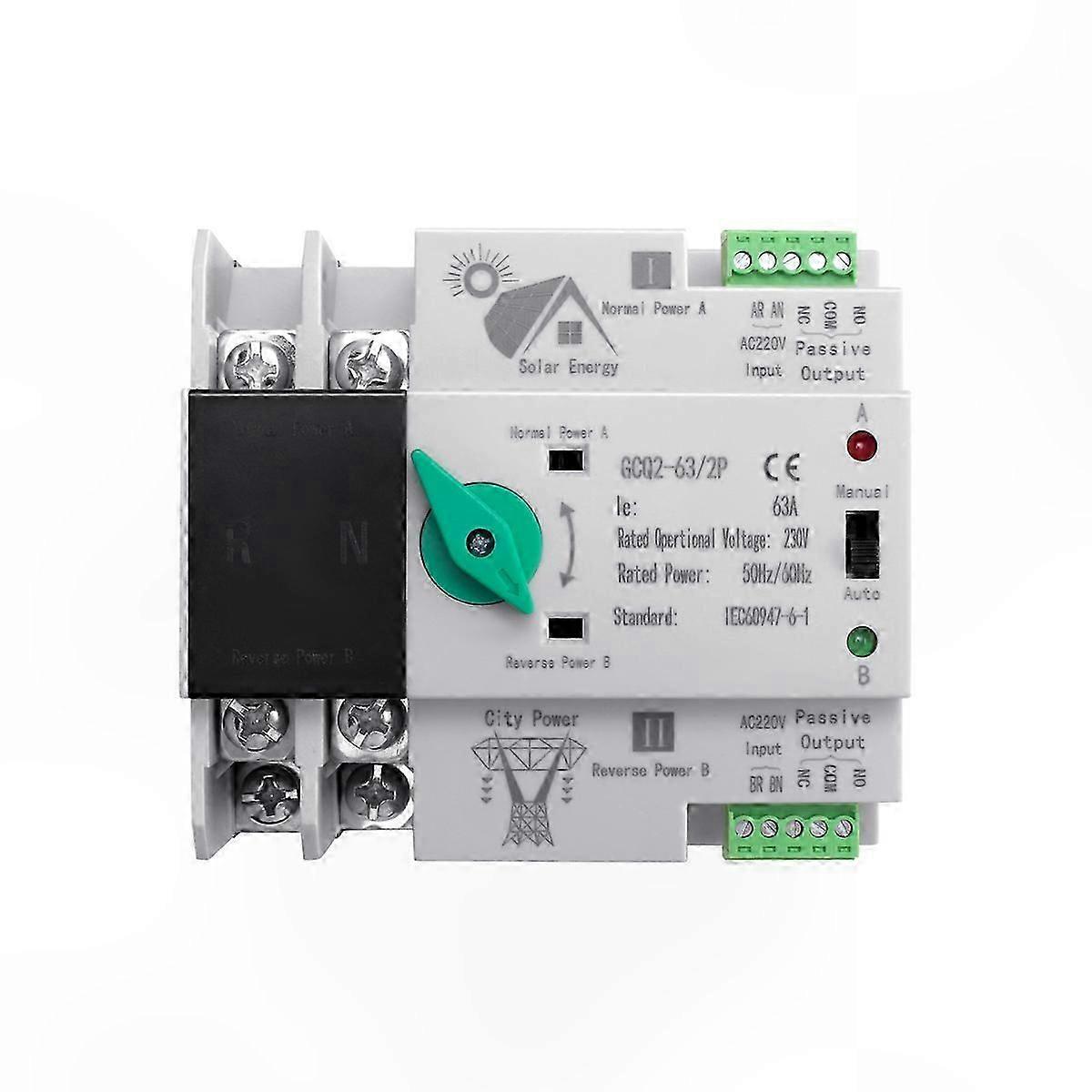 Automatic Transfer Switch for Solar Power Systems 63A PV-Compatible
