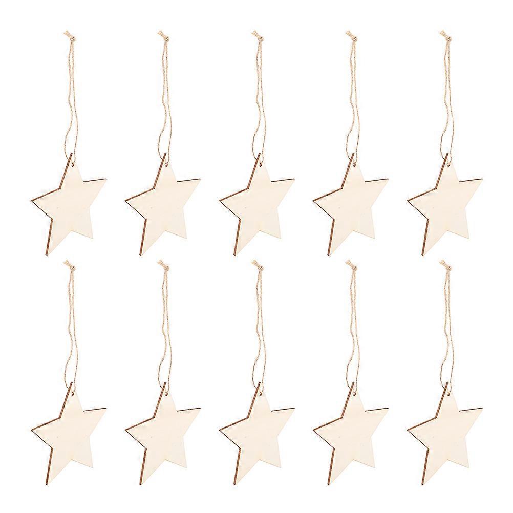 Rustic Wooden Star Craft Set with Hemp Rope for Decor Beige Color 1 Set