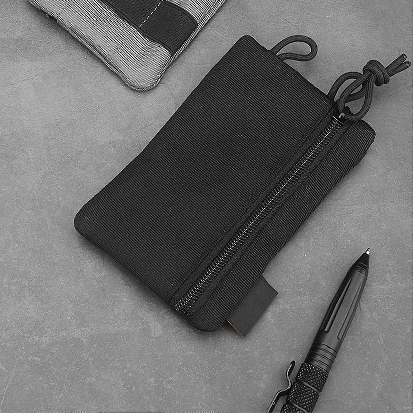 Mini Wallet Key Pen Organizer Card Case Tool Flashlight Black