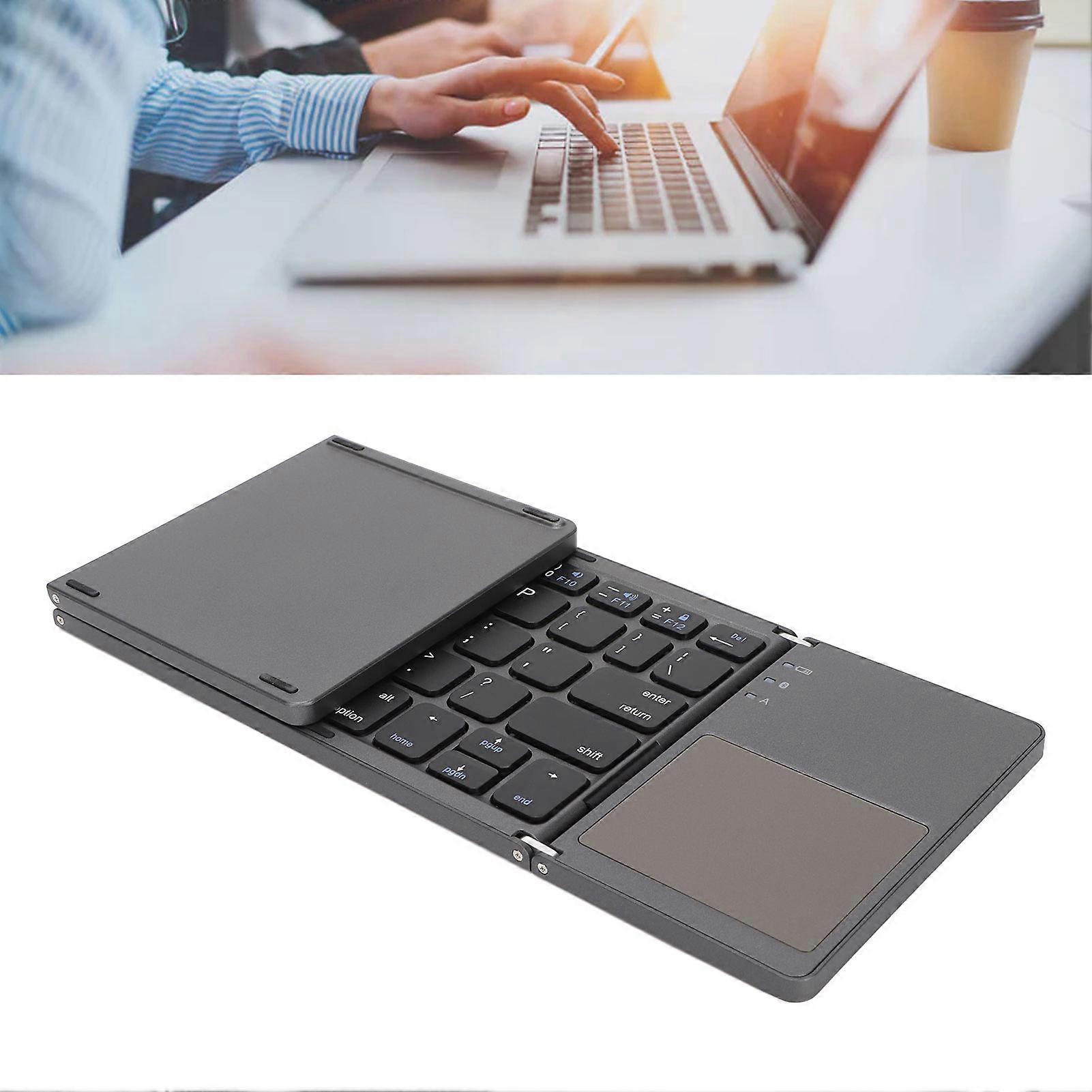 3 Folding Wireless Keyboard with Touchpad 63 Keys 10m Range Dark Gray