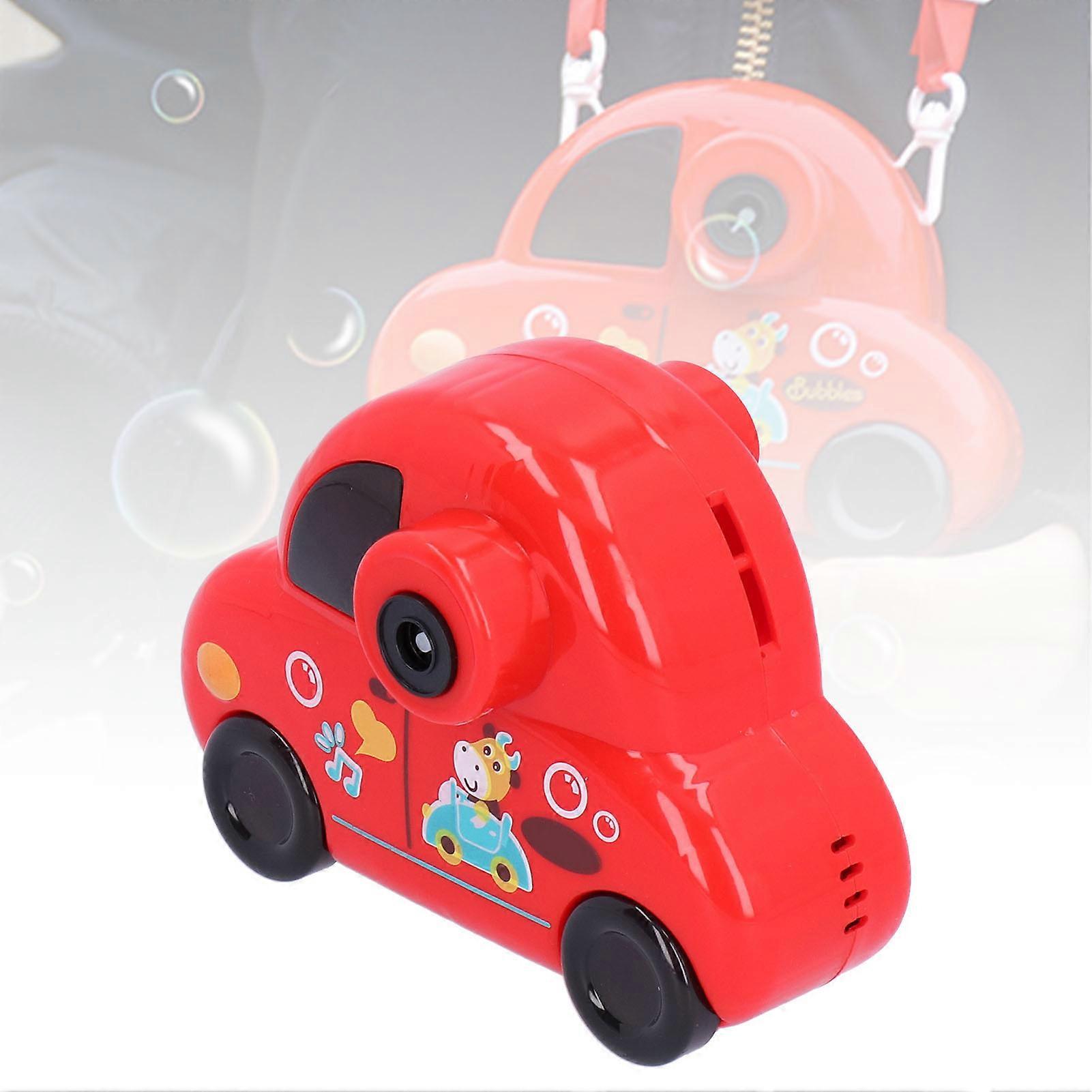 Cute Red Car Bubble Machine 14x10cm Portable Toy with Lights