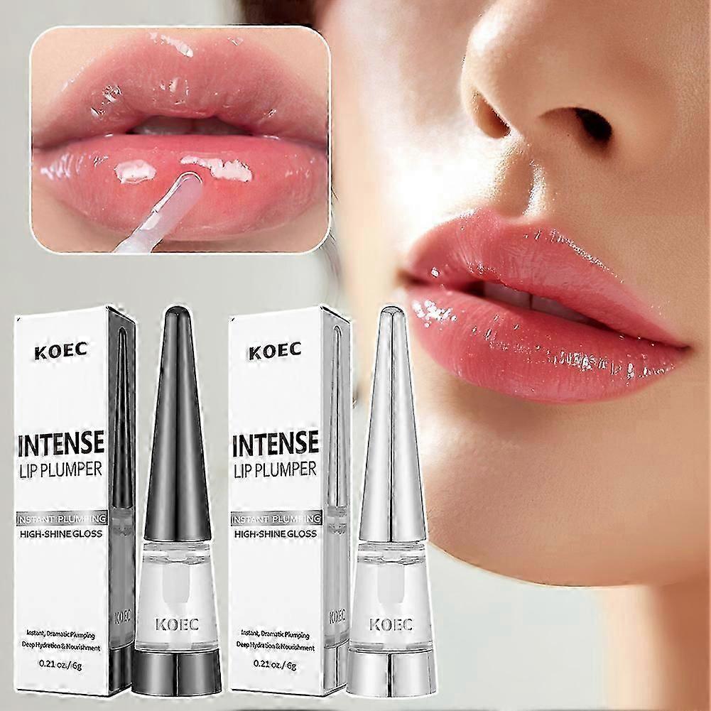 Intense Lip Plumper Gloss - Volumizing Lip Gloss, Anti-Wrinkle Hydrating Lip Gloss, Lip Enhancer Gloss for Dry Lips