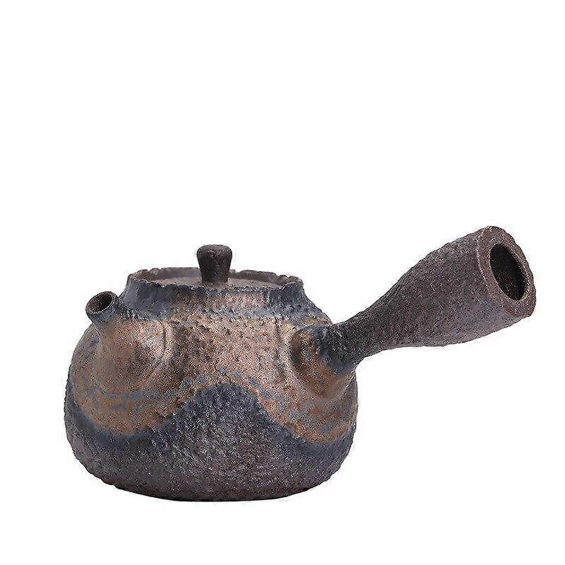 Coarse Pottery Stone Pattern Side Handle Pot Manual Retro Ceramic Kung Fu Tea Set Small Teapot