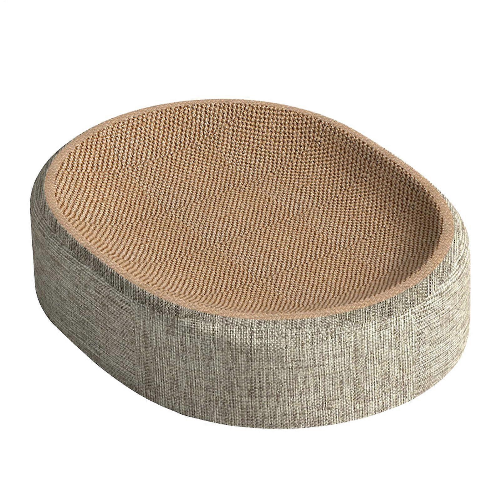 Cat Scratching Bowl Bed - Oval Weave Post with Stripe Design, Eco-Friendly Recycling Board Sleep Mat for Cats