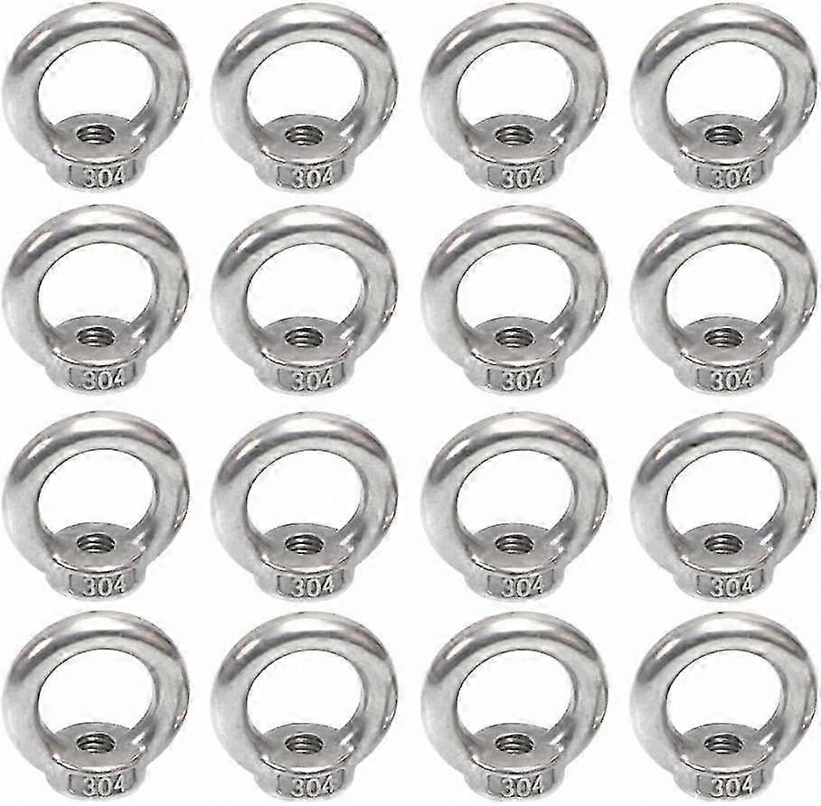 Stainless Steel M5 Threaded Ring Nuts for Rope Connection Hardware, 16-Pack
