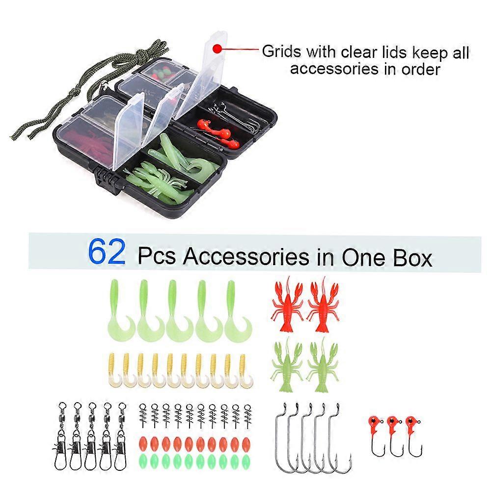 Fishing Rod Reel Combo Full Kit 1.3m Telescopic Fishing Rod Spinning Reel Set with Hooks Soft Lures Barrel Swivels Storage Bag