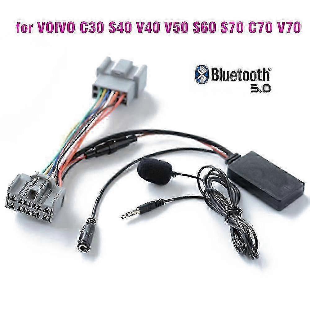suitable for Car Bluetooth 50 Wireless Phone Call Handsfree Aux In Adapter For Volvo C30 S40 V40 V50 S60 S70 C70 V70 Xc70 S80 Xc90 With Mic-CHENG DU S