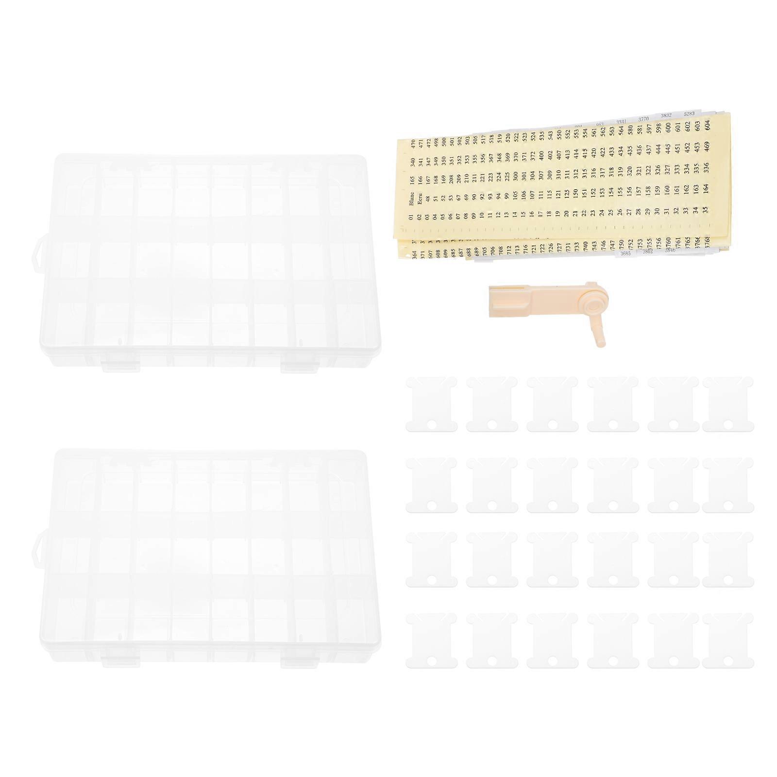 Thread Bobbin Winder for Cross Stitch Organizer Box 24 Grid Case