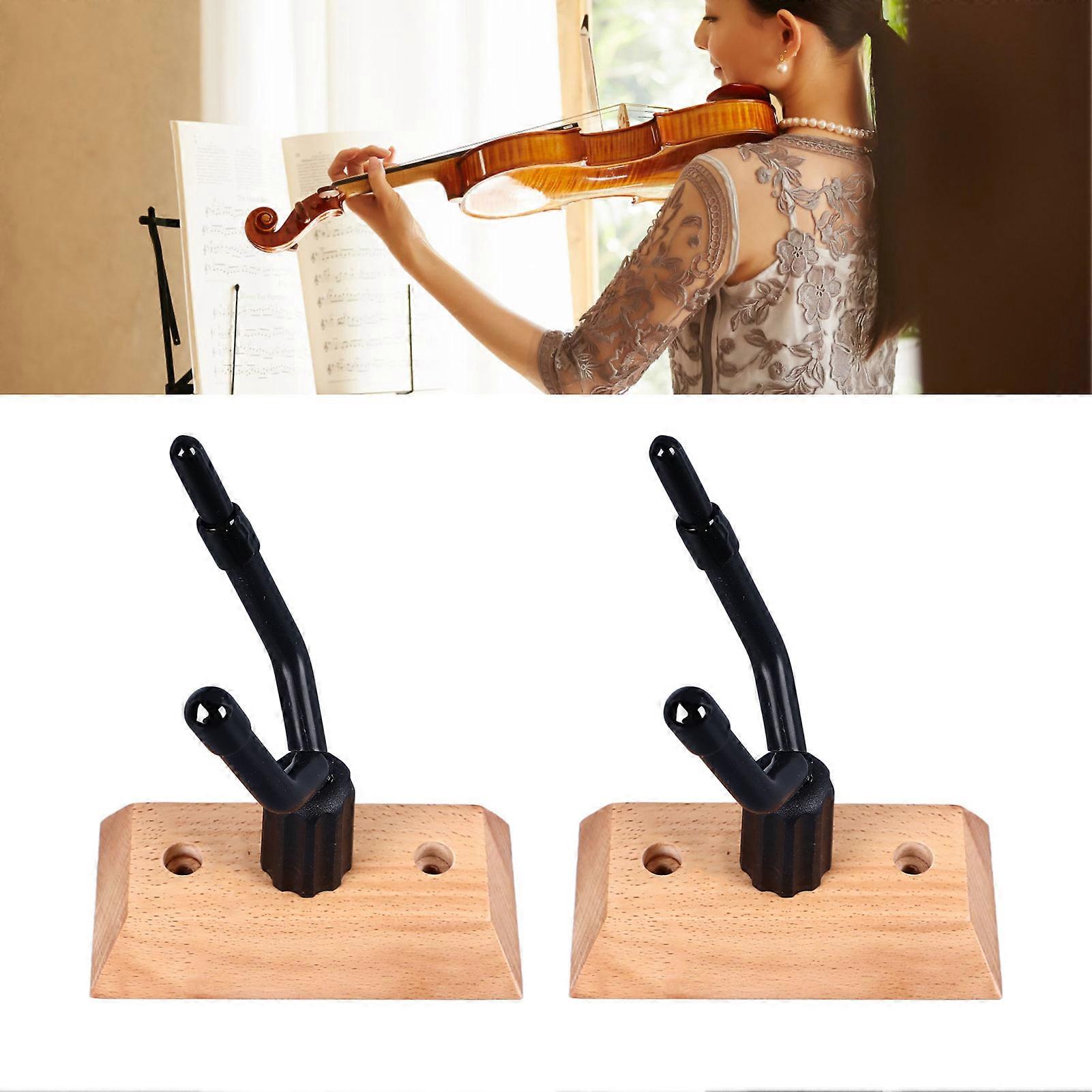 Wood & Metal Violin Hanger Wall Mount Holder 2pcs for Studio
