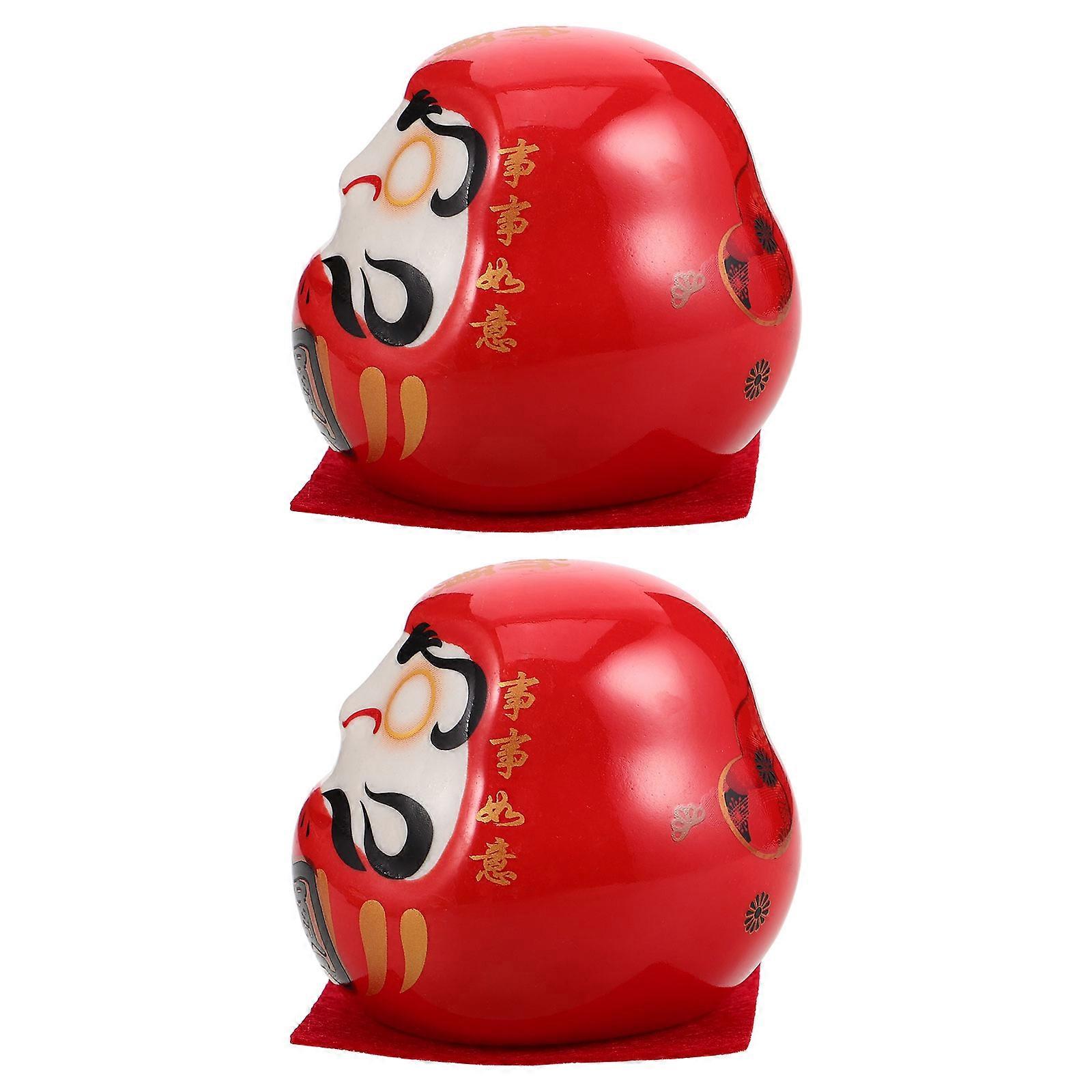 Japanese Egg Ceramic Ornament for Good Luck 2Pcs Dashboard Decorations