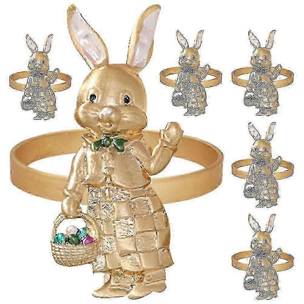 6pcs Easter Rabbit Napkin Rings Cute Animal Rabbit Shape Decorative Napkin Rings Holders-DF