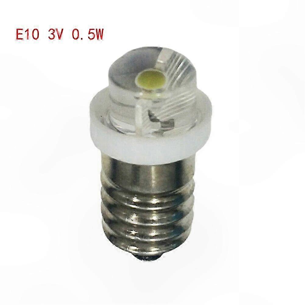 White LED E10 Bulb 3/45/6V 0.5W 6000K Replacement for Flashlight Lantern Torch
