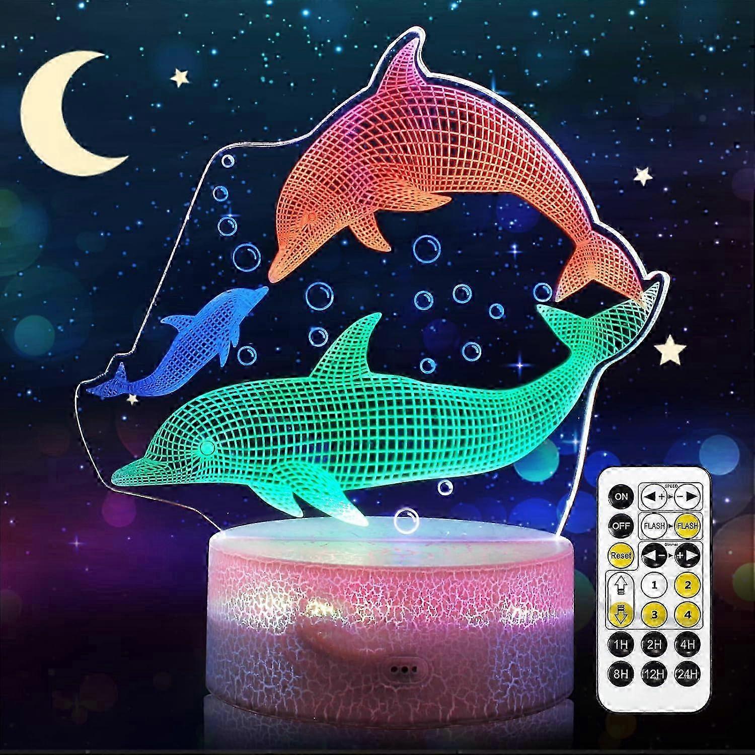 Dolphin 3D Night Light, Dynamic RGB Colors Changing 3D Illusion Lamp