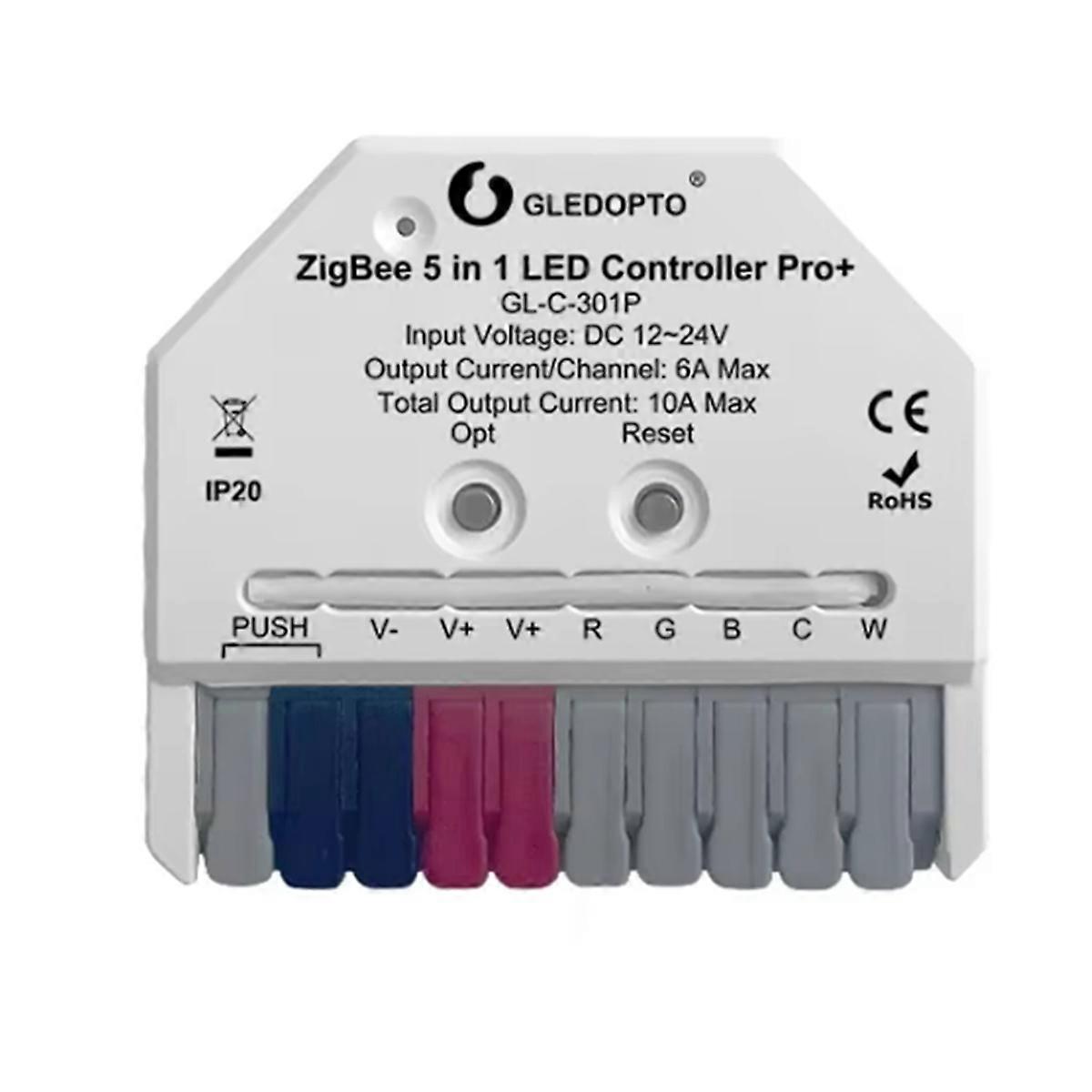 -C-301P ZigBee3.0 Pro+ Ultra Mini 5 in 1 LED Strip Controller APP Voice Control for RGBCCT RGBW WWCW Led Strip Lights