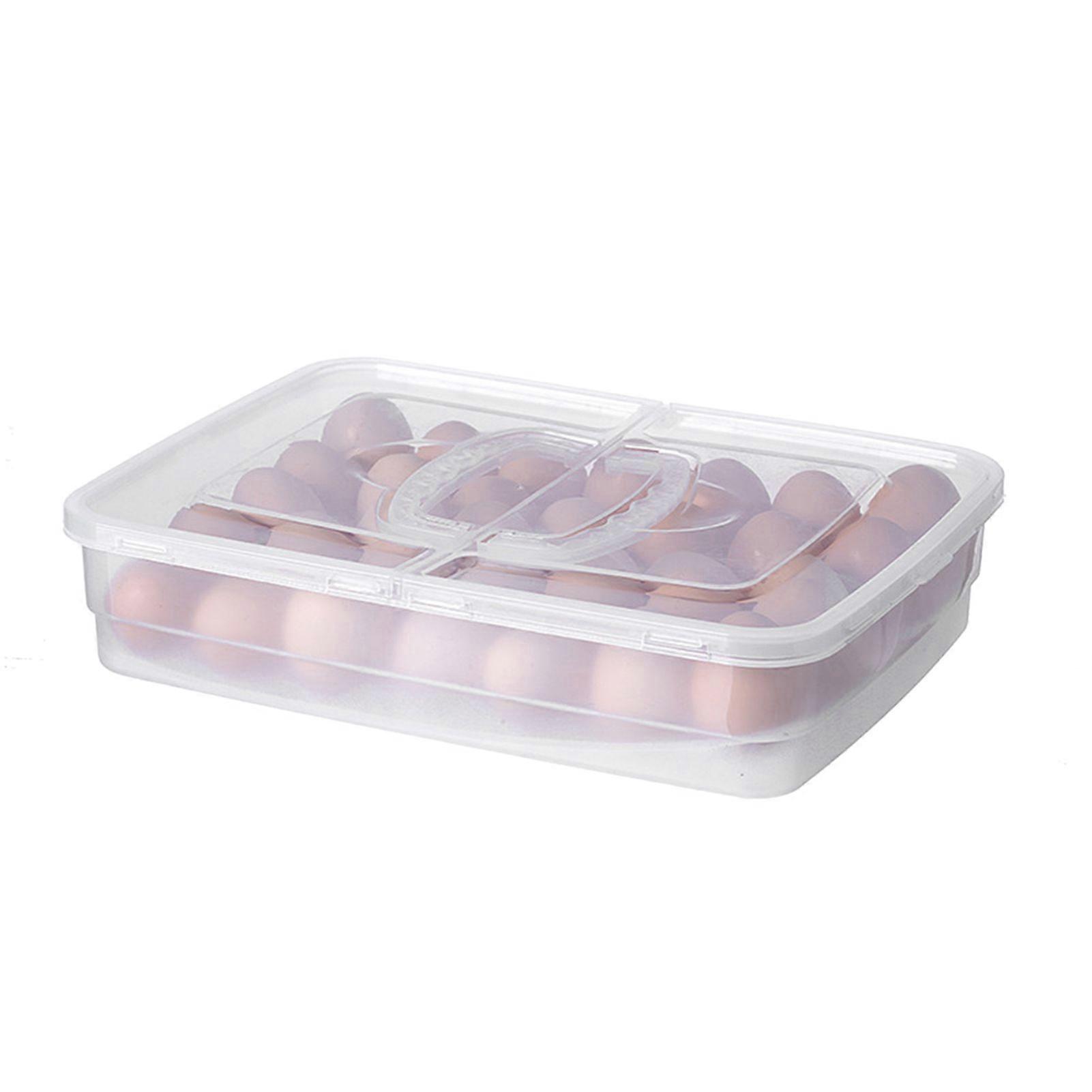 Portable Egg Storage Box 34 Grids Plastic Egg Storage Carrier with Handle for Kitchen Refrigerator Outdoor