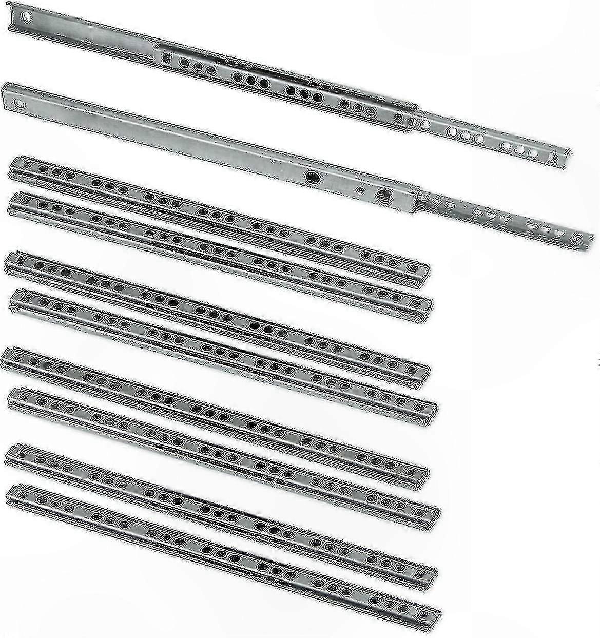 10-Pack Zinc-Plated Drawer Slides, 17mm x 278mm Ball Slide Components for Cabinets and Furniture