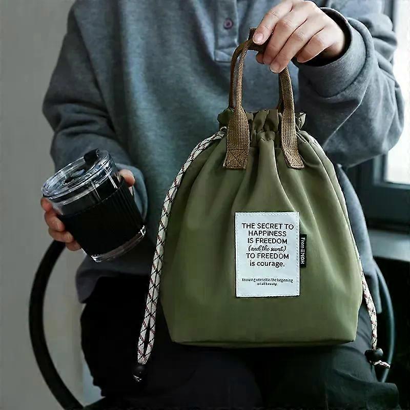 Large Capacity Waterproof Lunch Bag with Drawstring Closure Thick Insulation Cooler Bento Bag for Picnic Work Student Handle Bag
