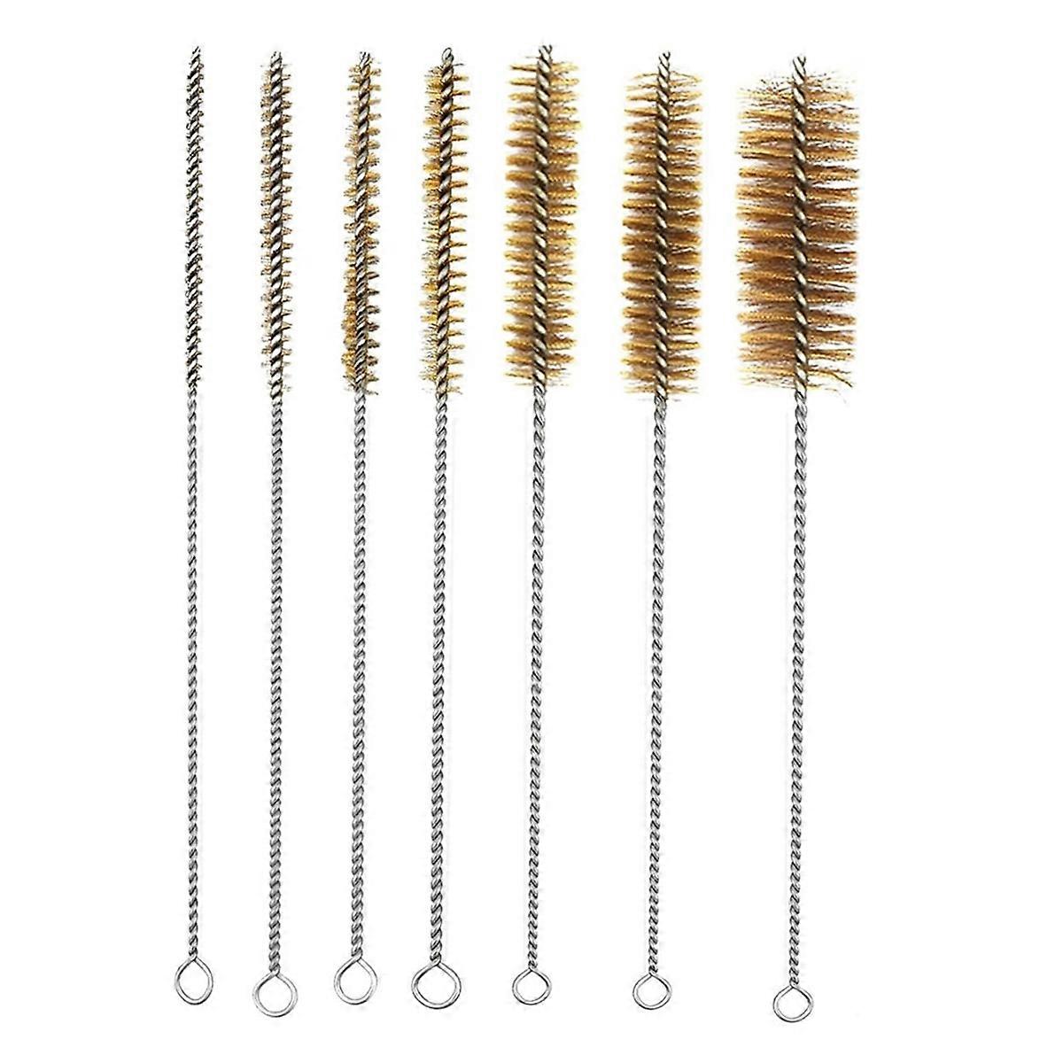 7pcs Brass Tube Brushes Wire Tube Brushes,Long Wire Cleanling Brushes,Tube Cleaning Lab Brushes Str