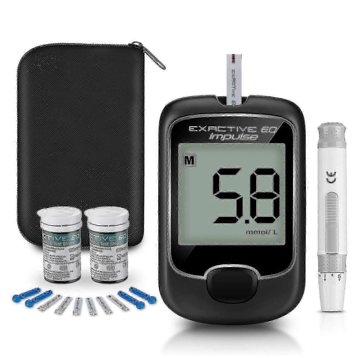 Exactive EQ Impulse Fully Automatic Blood Glucose Monitor Kit with 50 Test Strips Included