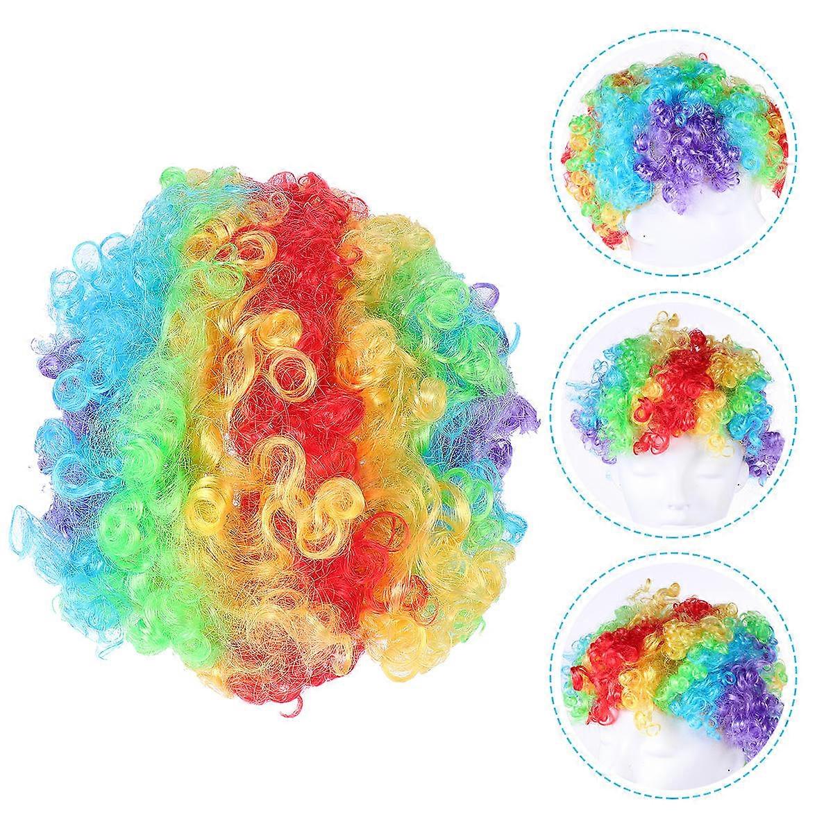 Fluffy Funny Clown Wig for Party 2Pcs Colorful Cosplay Headdress