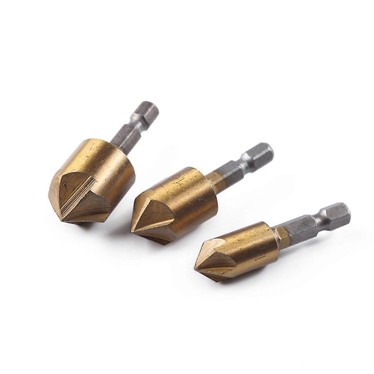 Countersink Drill Bit 6Pcs High-Speed Steel Deburring Tool Set for Drilling Use