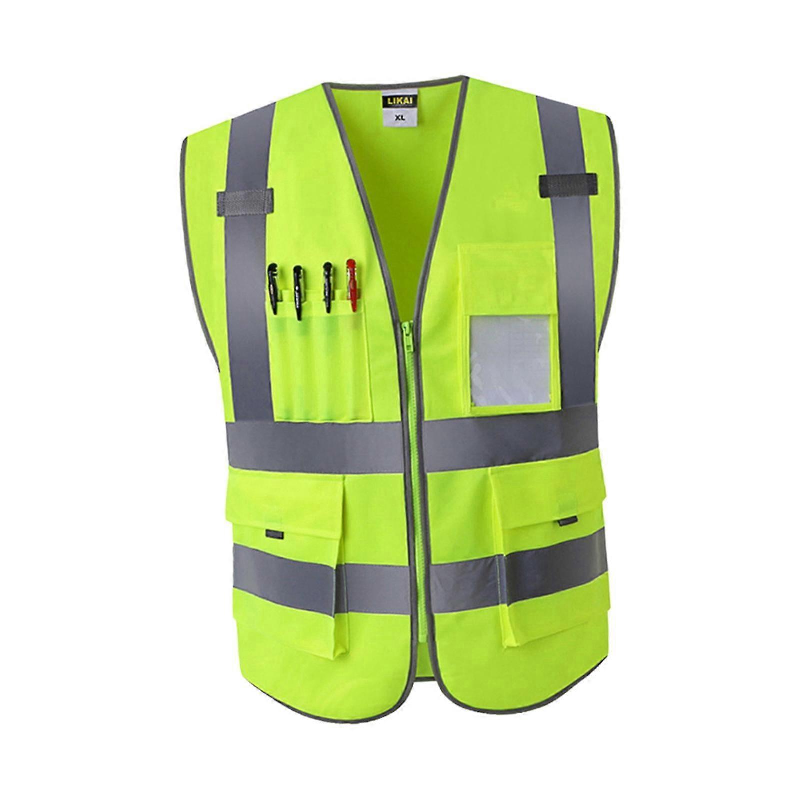 High Visibility Vest, 3 Size, Neon Shiny Green