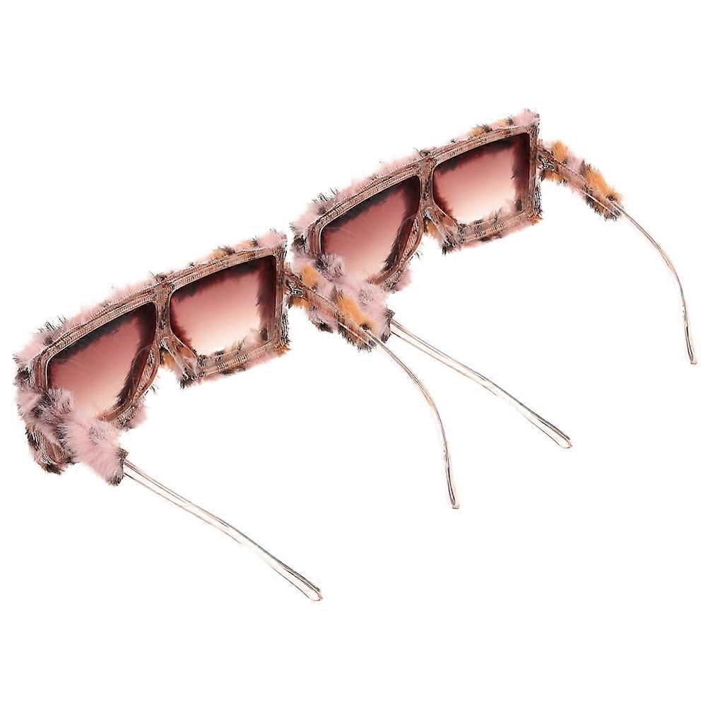 Fashion Plush Fuzzy Sunglasses Leopard Cat Eye for 8Pcs Party Eyewear