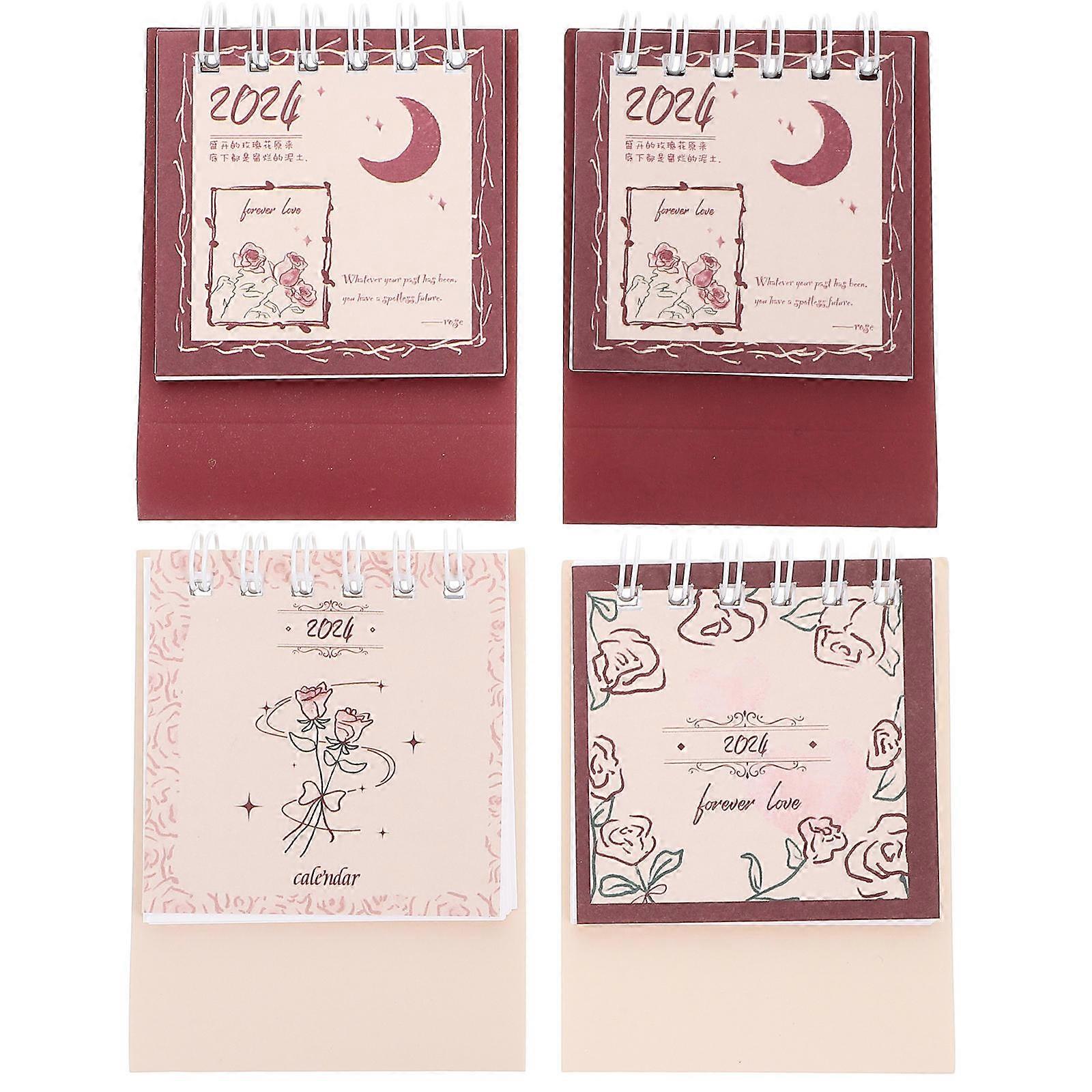 Decorative Calendar 8Pcs Office Standing Desk Calendars Delicate Month Calendars Red Rectangular Simple Style Reminder