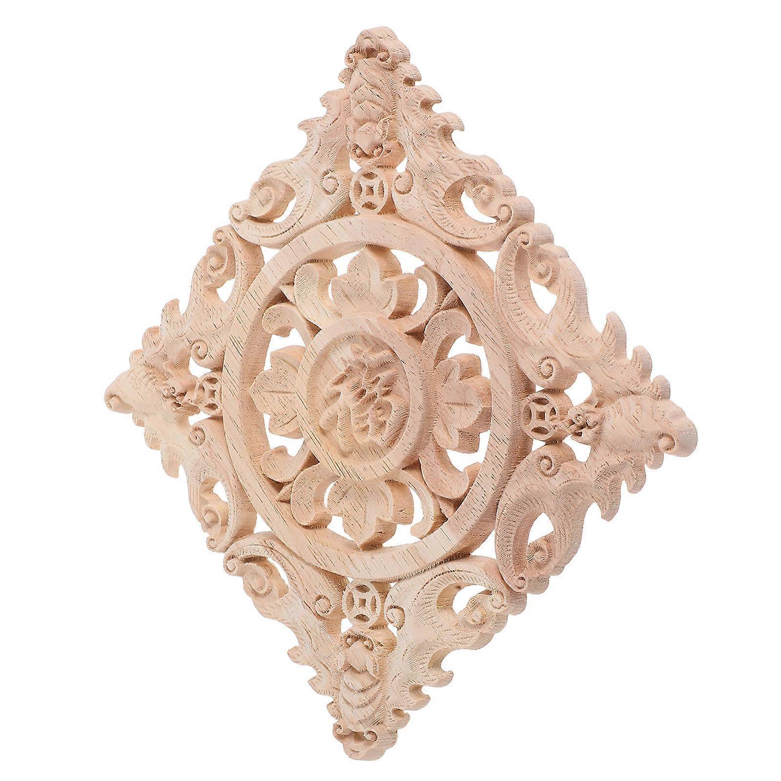 Solid Wood Carved Applique Square for Furniture DIY 5Pcs Pieces