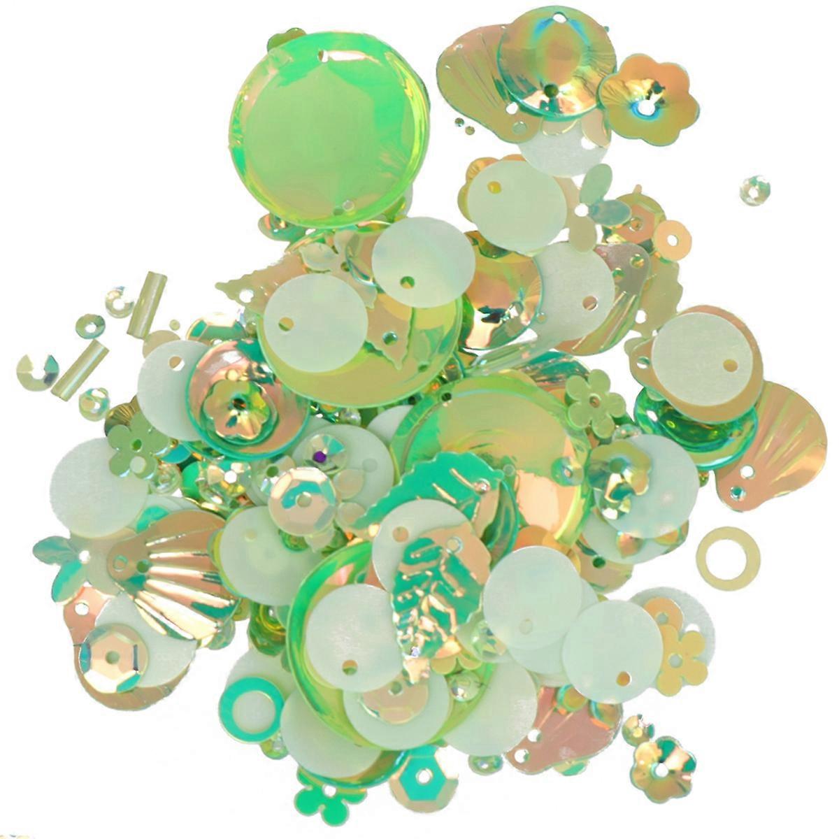 Sequin Decals Crafts Colorful Sequins Material for DIY 6Packs Green