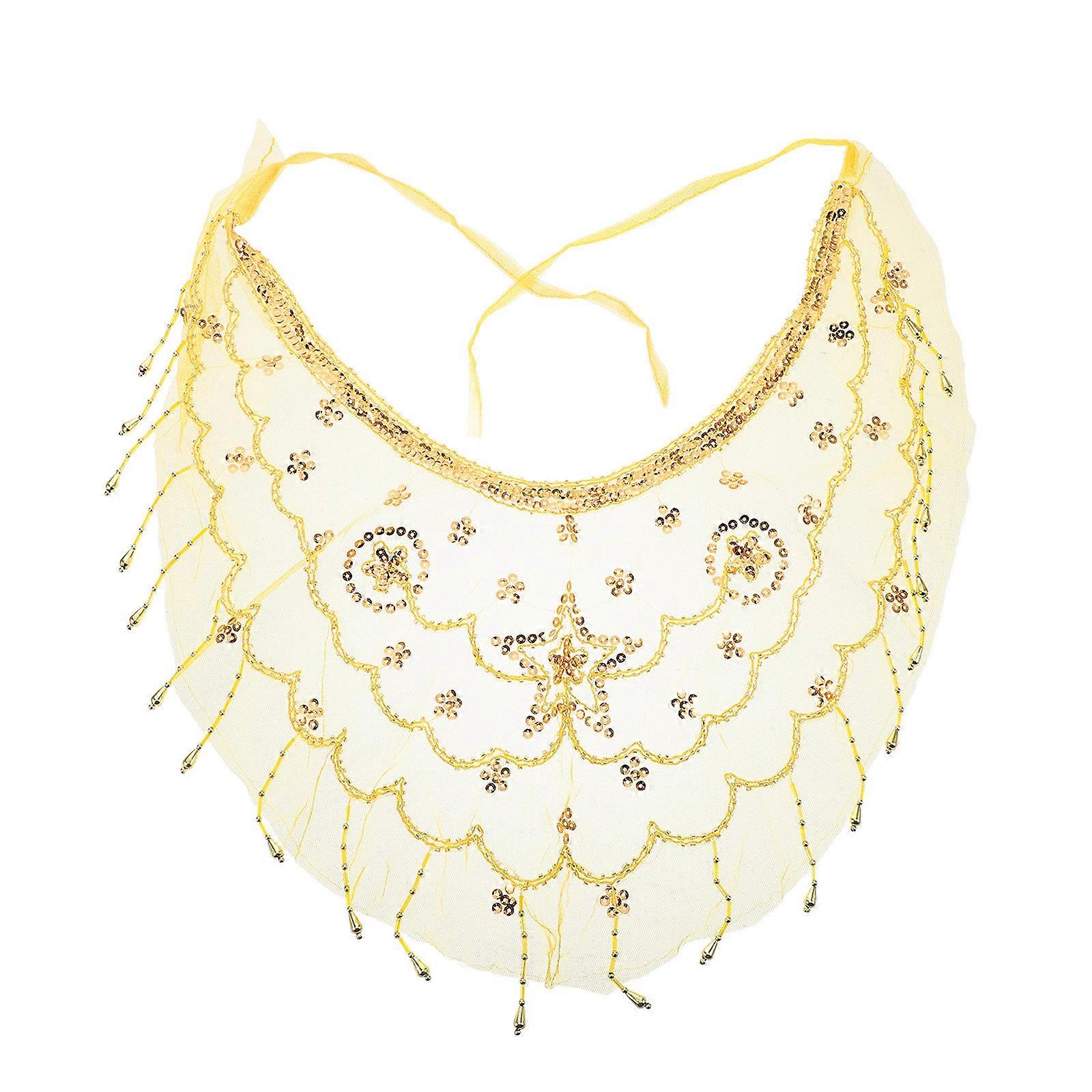 Belly Dancing Face Veil for Decor Golden Polyester Fabric
