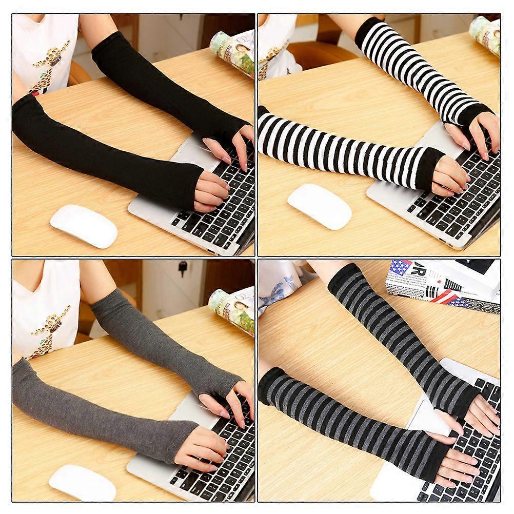 4 Pairs Long Fingerless Gloves For Women And Girls Ideal For Jogging Bicycling Mountain Climbing And Skiing In Assorted Color With Thumb Hole Design