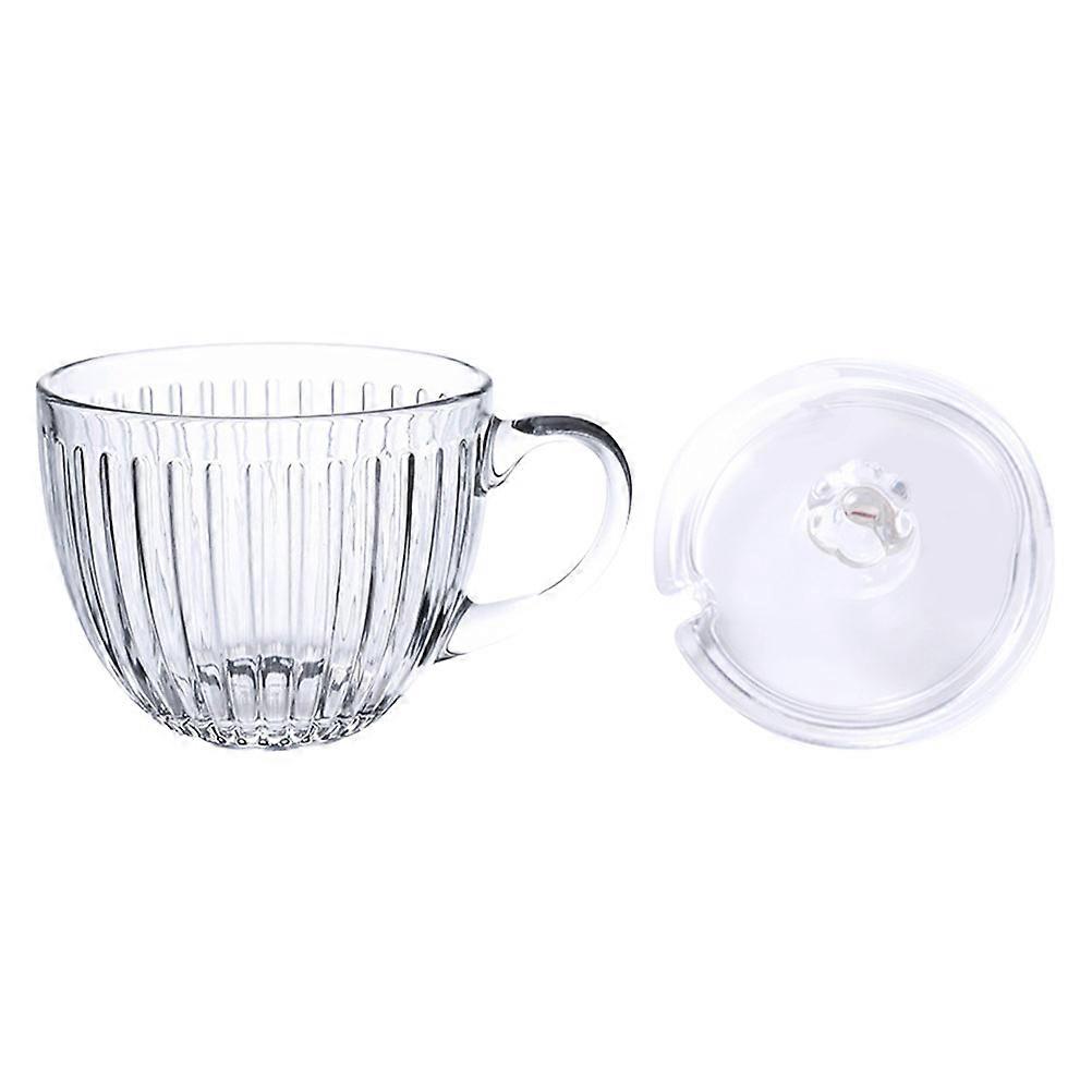Transparent Glass Cereal Cup for Breakfast Use 3Pcs with Lid Bowls