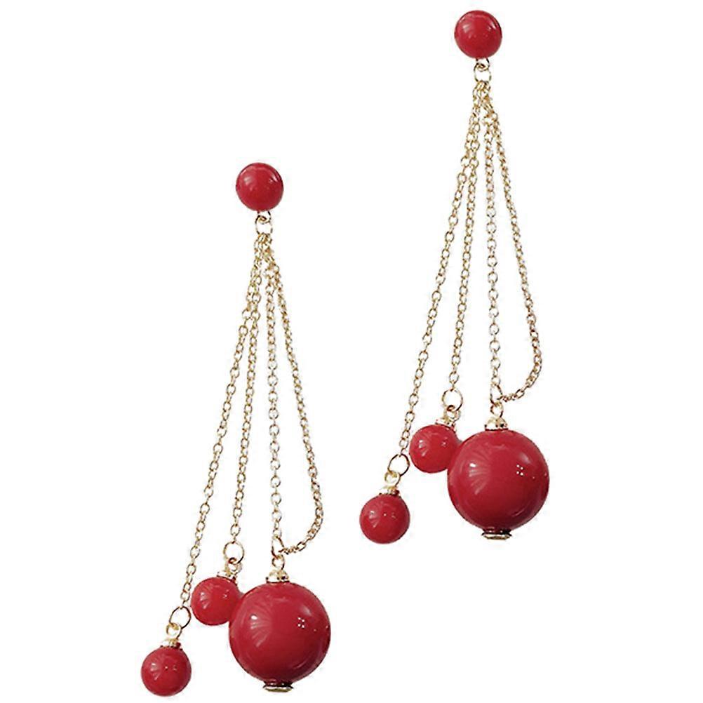 Stylish Red Alloy Earrings for Decoration 1Pair Creative Ear Accessory