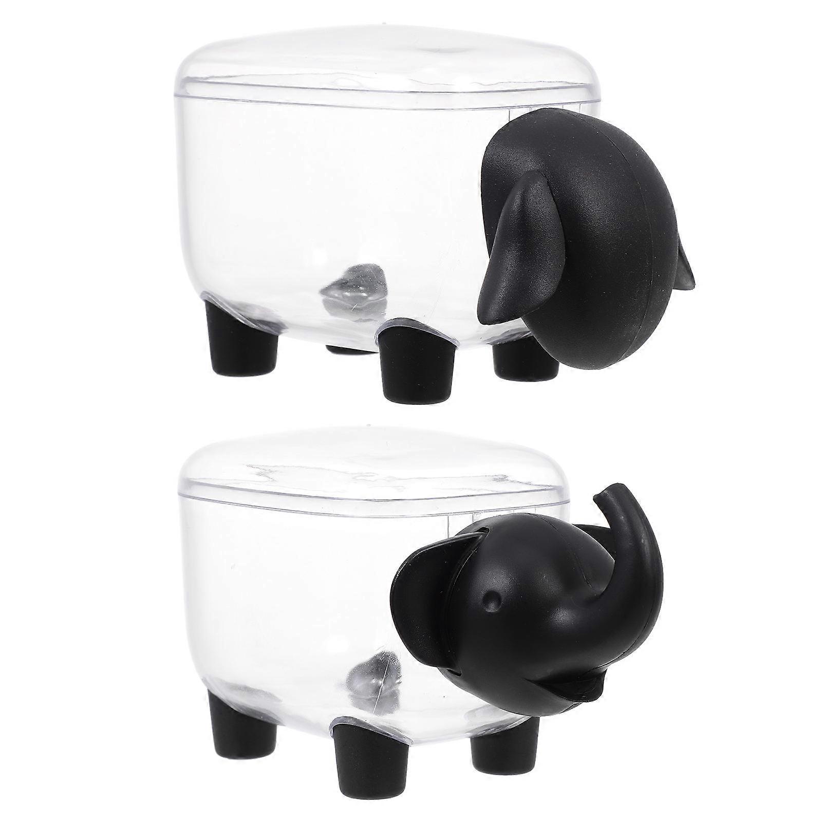 Animal Shaped Holder 2Pcs Creative Toothpick Storage Box for Home Decor Compact Size Practical Design Kitchen Use Black